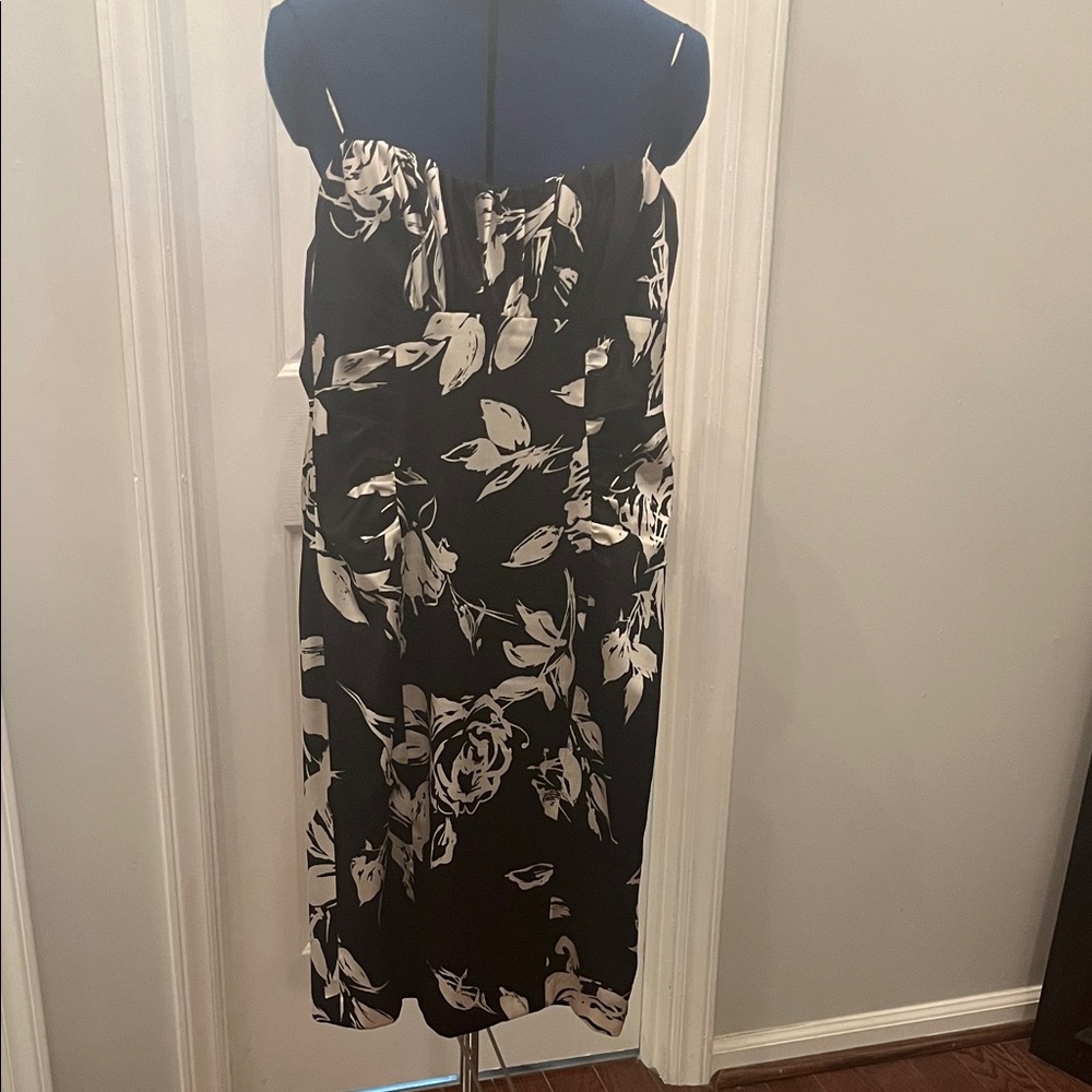 Elegant Black and White Floral Dress